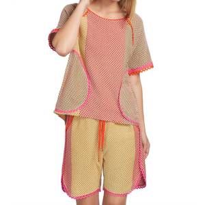 NEW TRICOT CHIC drawstring shorts in pink orange multi